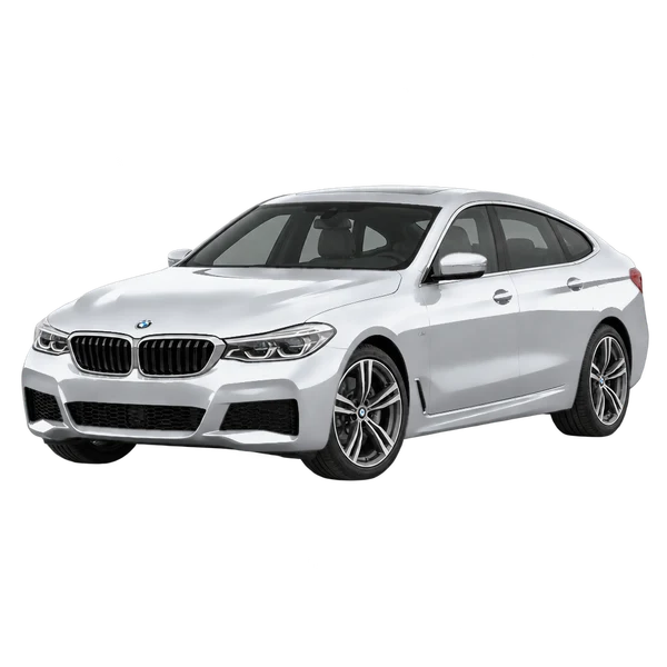 BMW 6 Series 2020 باللون فضي، منظر منظر أمامي بزاوية ثلاثة أرباع (متجه لليسار)