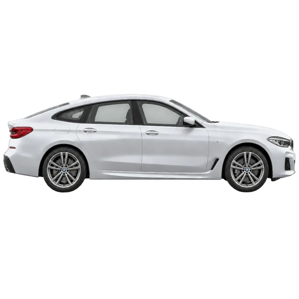 BMW 6 Series 2021 باللون فضي، منظر منظر جانبي (باتجاه اليمين)