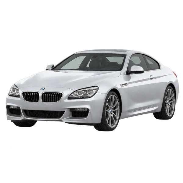 BMW 640 2015 باللون فضي، منظر منظر أمامي بزاوية ثلاثة أرباع (متجه لليسار)