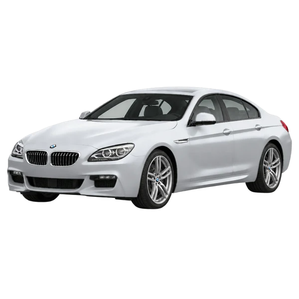 BMW 640D 2015 باللون فضي، منظر منظر أمامي بزاوية ثلاثة أرباع (متجه لليسار)