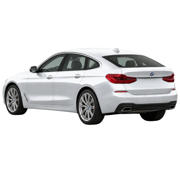 2018 BMW 640D in Silber, Ansicht: Dreiviertelansicht von hinten (nach links gerichtet)