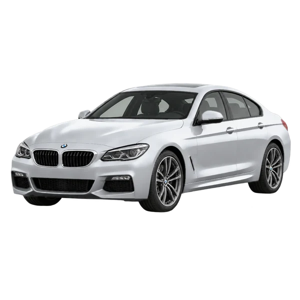 BMW 640i 2018 prata, vista dianteira em três quartos (voltada para a esquerda)