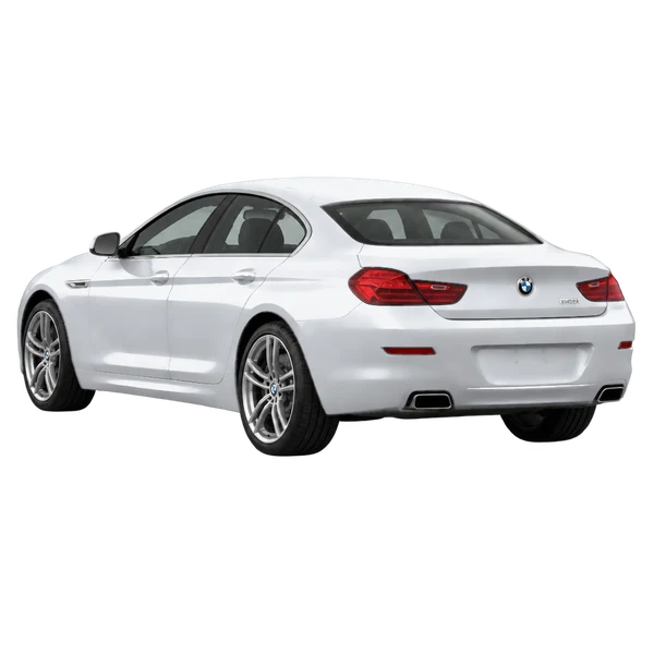 2017 BMW 650i in Silber, Ansicht: Dreiviertelansicht von hinten (nach links gerichtet)
