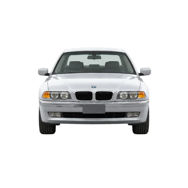 BMW 7 Series 2001 باللون فضي، منظر أمامي