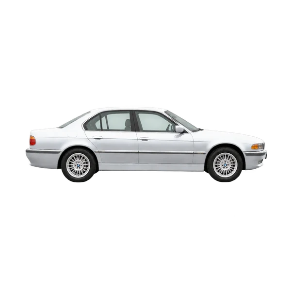 BMW 7 Series 2001 باللون فضي، منظر منظر جانبي (باتجاه اليمين)