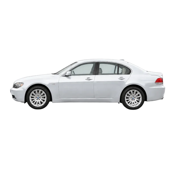 BMW 7 Series 2002 argent, vue côté (vers la gauche)