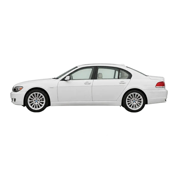BMW 7 Series 2012 blanc, vue côté (vers la gauche)