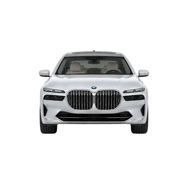 BMW 7 Series 2020 باللون فضي، منظر أمامي