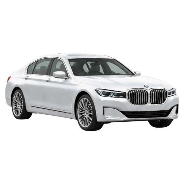 2021 BMW 7 Series in Silber, Ansicht: Dreiviertelansicht vorne (nach rechts)