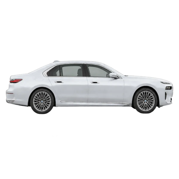 BMW 7 Series 2026 argent, vue profil (tourné vers la droite)