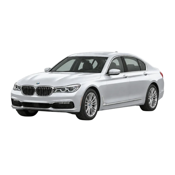 2016 BMW 740D in Silber, Ansicht: Dreiviertelansicht vorne (nach links gerichtet)