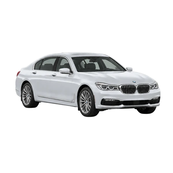 2016 BMW 740D in Silber, Ansicht: Dreiviertelansicht vorne (nach rechts)