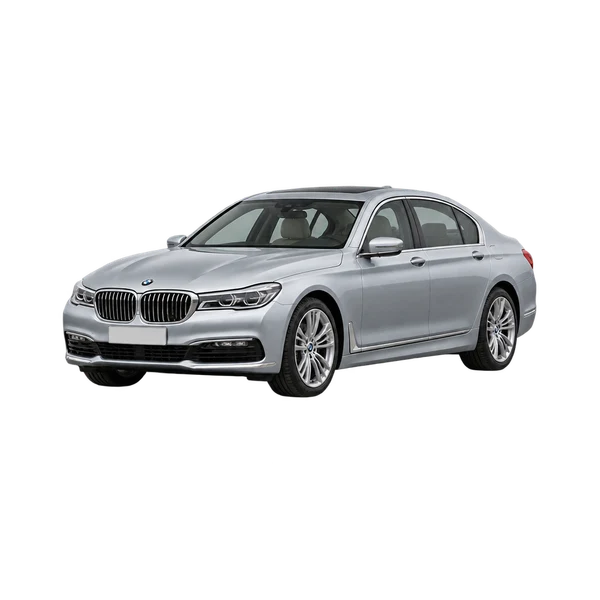 2016 BMW 740i in Silber, Ansicht: Dreiviertelansicht vorne (nach links gerichtet)