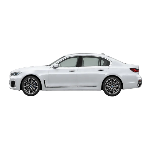 2023 BMW 740i in Silber, Ansicht: Seite (nach links gerichtet)
