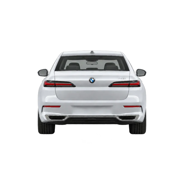 2024 BMW 740i in Silber, Ansicht: Heck