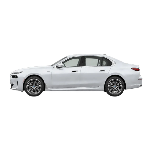 2026 BMW 740i in Silber, Ansicht: Seite (nach links gerichtet)