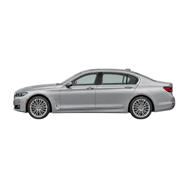 BMW 740Li 2022 prata, vista lateral (voltada para a esquerda)