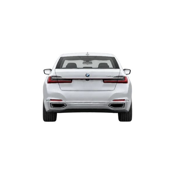 2023 BMW 745e in Silber, Ansicht: Heck