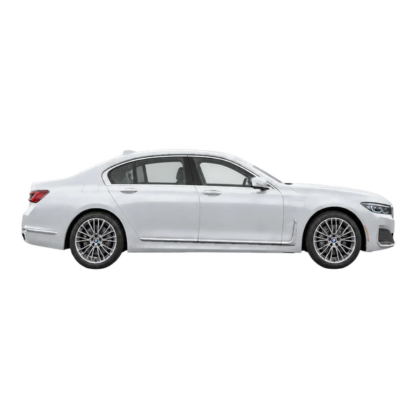 2023 BMW 745e in Silber, Ansicht: Seite (nach rechts gewandt)