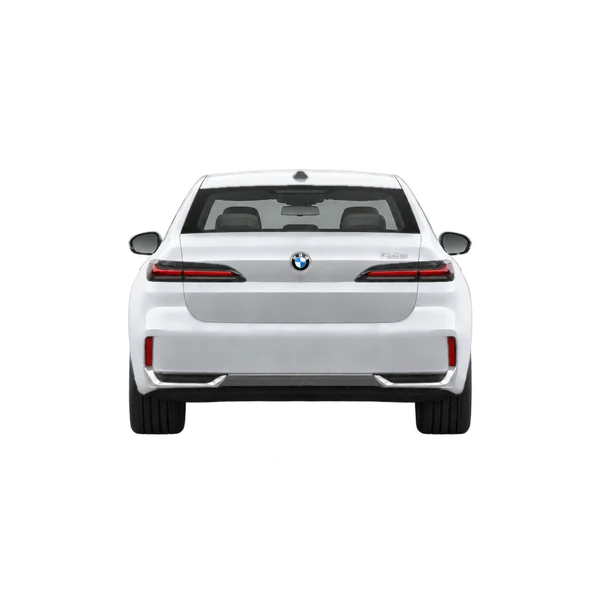 BMW 750e 2024 en plateado, vista trasera