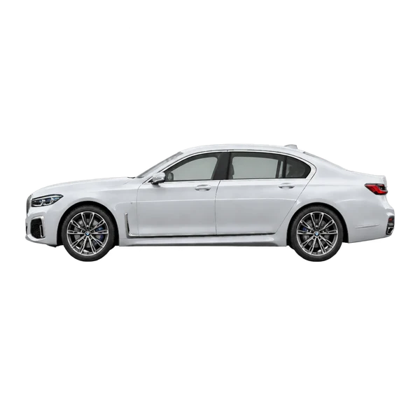 BMW 750I Xdrive 2024 argent, vue côté (vers la gauche)