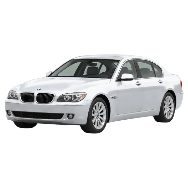 BMW 750i 2010 باللون فضي، منظر منظر أمامي بزاوية ثلاثة أرباع (متجه لليسار)