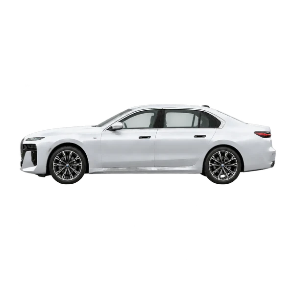 2025 BMW 760i in Silber, Ansicht: Seite (nach links gerichtet)