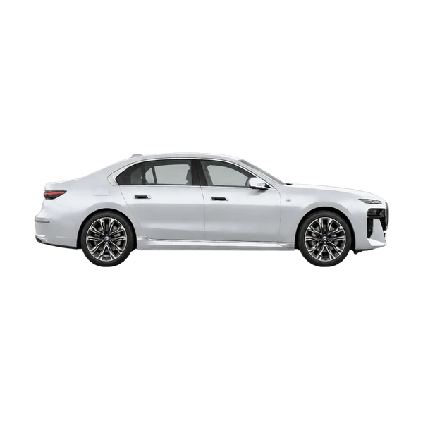 2025 BMW 760i in Silber, Ansicht: Seite (nach rechts gewandt)