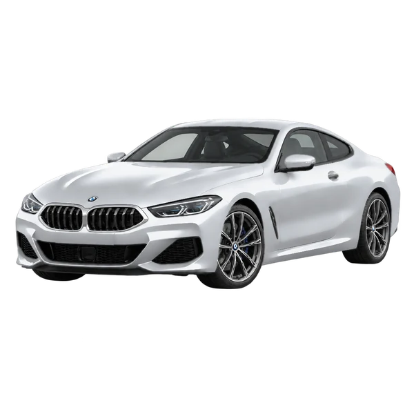 2021 BMW 8 Series in Silber, Ansicht: Dreiviertelansicht vorne (nach links gerichtet)