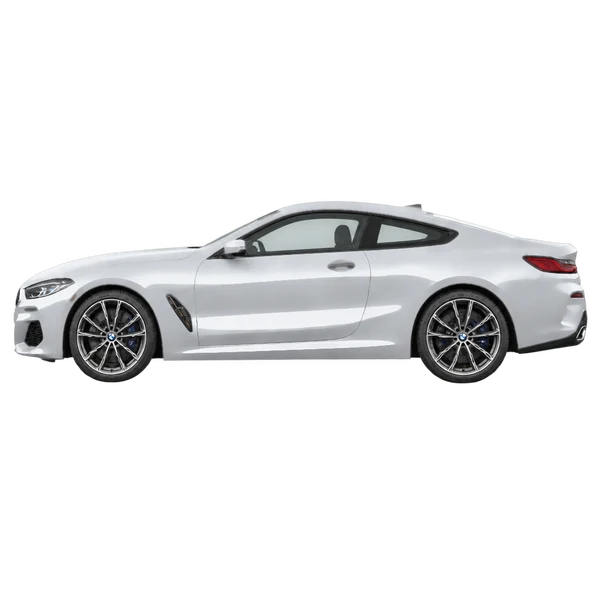 2021 BMW 8 Series in Silber, Ansicht: Seite (nach links gerichtet)