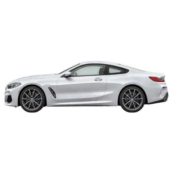 silver 2024 BMW 8 Series side (facing left) view