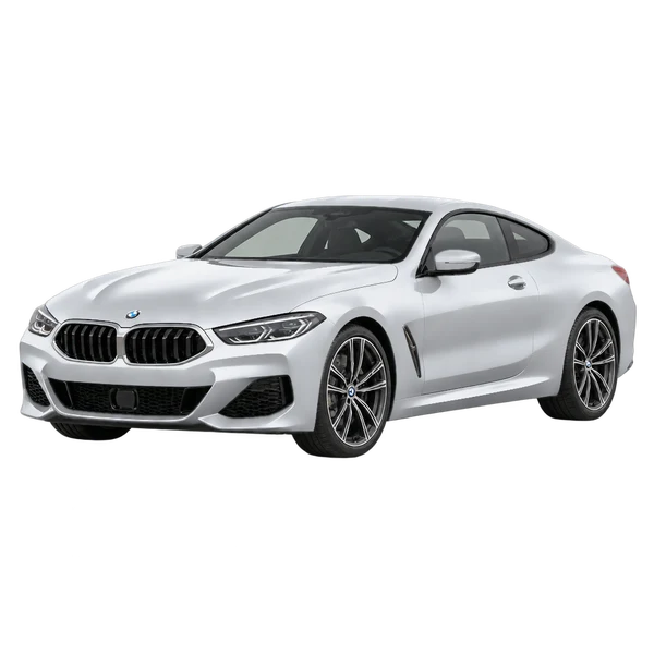 BMW 840i 2020 باللون فضي، منظر منظر أمامي بزاوية ثلاثة أرباع (متجه لليسار)