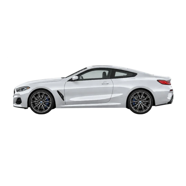 BMW 840i 2022 باللون فضي، منظر جانبي (متجه إلى اليسار)