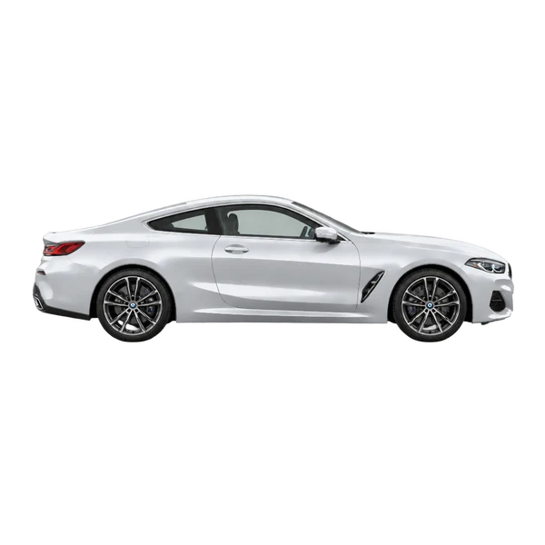 BMW 840i 2022 باللون فضي، منظر منظر جانبي (باتجاه اليمين)
