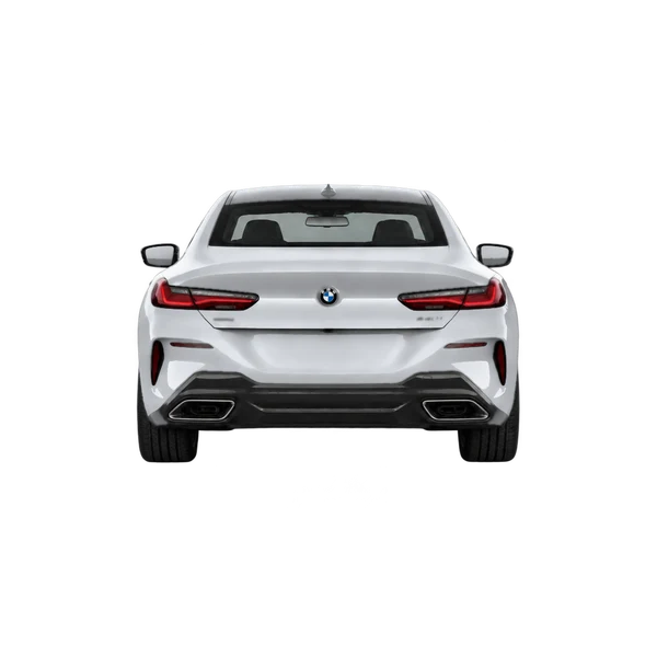 BMW 840i 2023 باللون فضي، منظر من الخلف