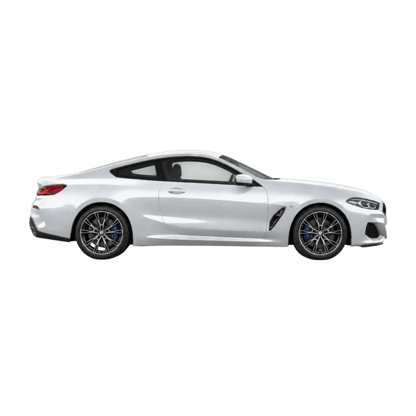 BMW 840i 2024 باللون فضي، منظر منظر جانبي (باتجاه اليمين)