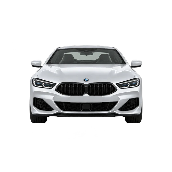 BMW 840i 2025 باللون فضي، منظر أمامي