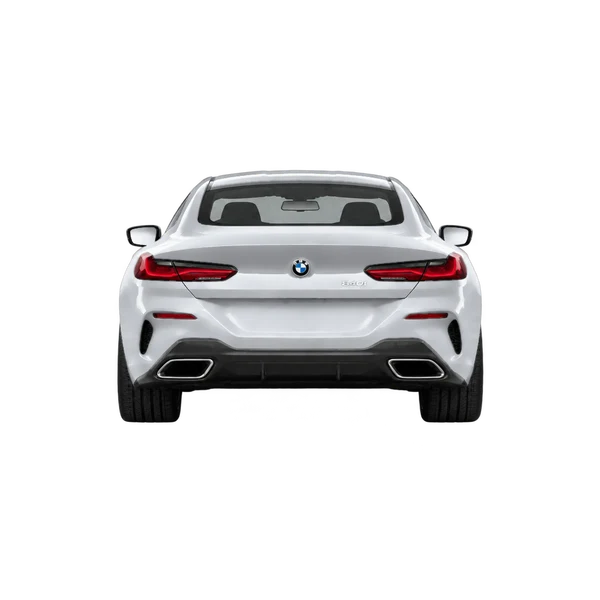 BMW 840i 2025 باللون فضي، منظر من الخلف