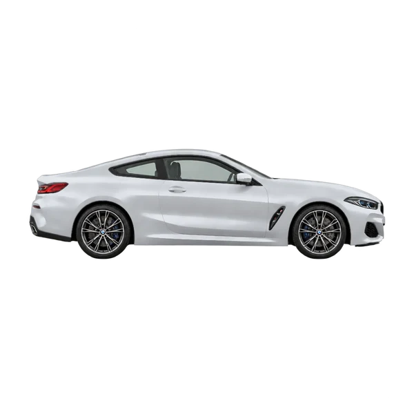 BMW 840i 2025 باللون فضي، منظر منظر جانبي (باتجاه اليمين)
