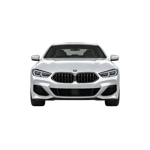 BMW 840i 2026 باللون فضي، منظر أمامي