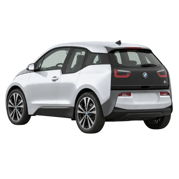 2015 BMW i3 in Silber, Ansicht: Dreiviertelansicht von hinten (nach links gerichtet)