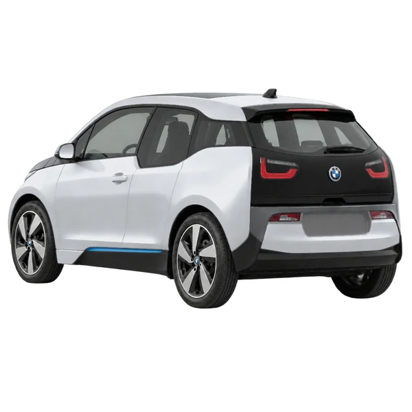 2016 BMW i3 in Silber, Ansicht: Dreiviertelansicht von hinten (nach links gerichtet)