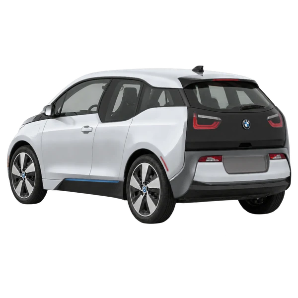 2017 BMW i3 in Silber, Ansicht: Dreiviertelansicht von hinten (nach links gerichtet)