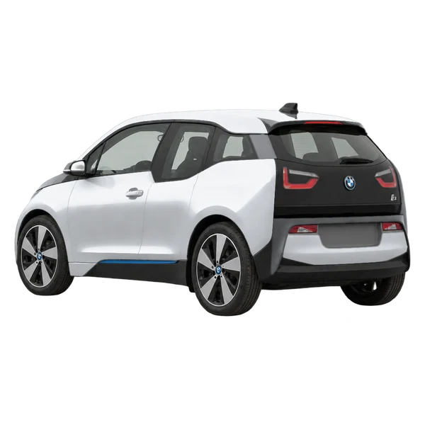 2018 BMW i3 in Silber, Ansicht: Dreiviertelansicht von hinten (nach links gerichtet)