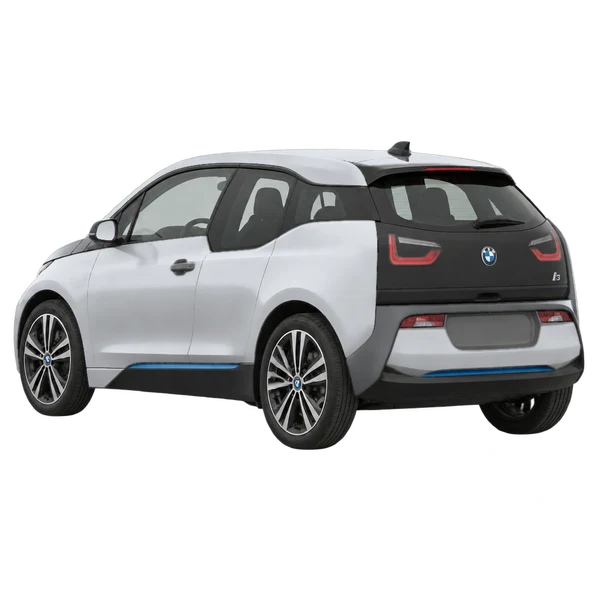 2019 BMW i3 in Silber, Ansicht: Dreiviertelansicht von hinten (nach links gerichtet)