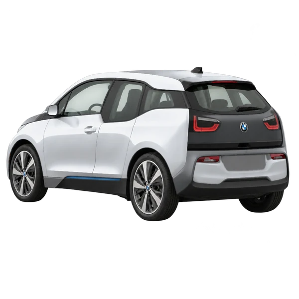 2022 BMW i3 in Silber, Ansicht: Dreiviertelansicht von hinten (nach links gerichtet)