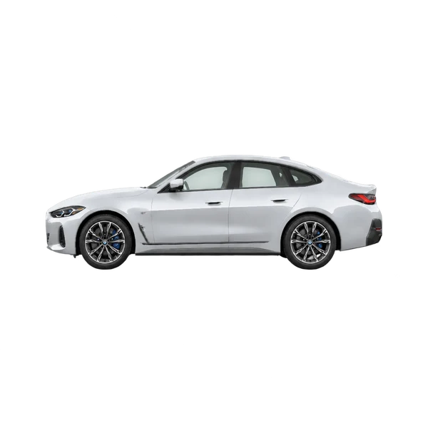 BMW I4 Edrive35 2026 en plateado, vista lateral (mirando a la izquierda)