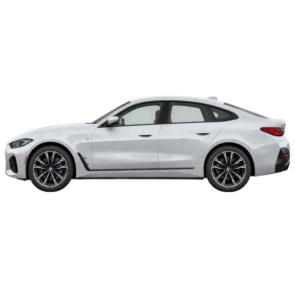 2022 BMW i4 in Silber, Ansicht: Seite (nach links gerichtet)
