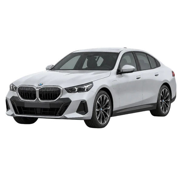BMW I5 Edrive40 2025 prata, vista dianteira em três quartos (voltada para a esquerda)