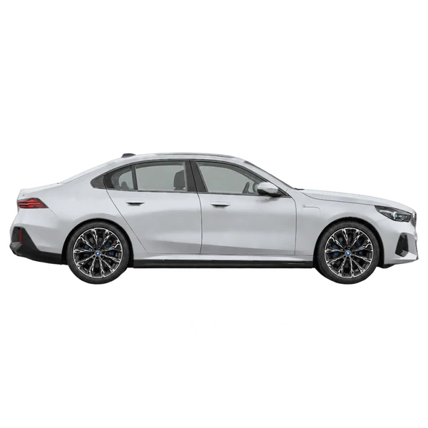 2027 BMW i5 in Silber, Ansicht: Seite (nach rechts gewandt)